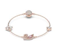 Bracelet Swan, Fermoir magnétique, Cygne, Rose, Placage de ton or rosé S