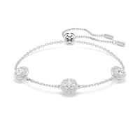 Swarovski Bracelet de la collection Una Angelic, cristaux Zirconia incolores de taille ronde, motifs à double face, chaîne fine en métal rhodié
