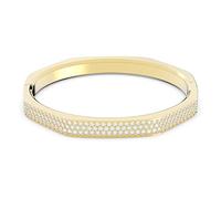 Bracelet-jonc Dextera, Forme octogonale, Blanc, Placage de ton or XL