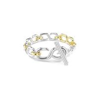 Swarovski - Bracelet Dextera, cristal blanc, coupe ronde, barre en T, mélange de finitions, taille M