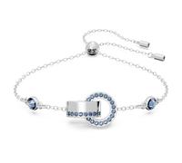 Swarovski Bracelet Hollow composé de deux anneaux entrelacés, orné de cristaux bleus, en métal rhodié