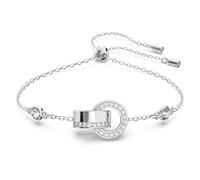 Swarovski Bracelet Hollow femme, des cercles entrelacés en métal rhodié et pavé de cristaux blancs, taille M