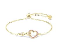 Swarovski Bracelet Hyperbola, Taille ronde, Pavé, Infini et cœur, Rose, Placage de ton or