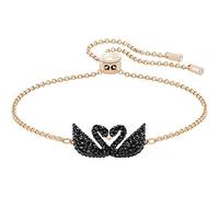 Swarovski Bracelet Iconic Swan, noir, plaqué or rose