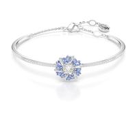 Bracelet-jonc Idyllia, Fleur, Bleu, Métal rhodié OS