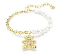 Swarovski Bracelet Idyllia - perle de cristal taille ronde, ourson, ton doré, placage de ton or