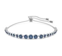 Swarovski Bracelet Emily serti de cristaux bleus, fermoir coulissant, en métal rhodié