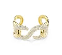 Swarovski Bracelet jonc Dextera, coupe ronde, blanc, plaqué or