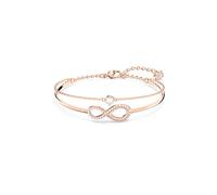 Swarovski Bracelet-jonc Infinity femme, cristaux blancs en forme d'infini avec une pierre de cristal et une chaîne plaquée or rose, taille M