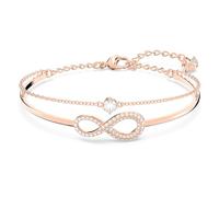 Swarovski Bracelet-jonc Infinity femme, cristaux blancs en forme d'infini avec une pierre de cristal et une chaîne plaquée or rose, taille M