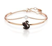 Swarovski Bracelet-jonc Swan, Cygne, Noir, Placage de ton or rosé