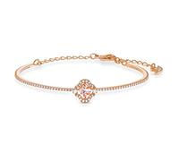Swarovski Bracelet-jonc Sparkling femme, trèfle à quatre feuilles, crystal rose, placage de ton or rosé, taille M