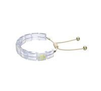 Swarovski Bracelet Letra femme, étoile, cristaux taille carré avec cordon réglable en coton ciré et monture plaquée de ton doré, blanc