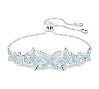 Swarovski Bracelet Lilia, papillons pavés de cristaux bleus, en métal rhodié