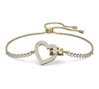 Swarovski Bracelet Lovely femme, cœur et cercle, pavé de cristaux incolores et placage de ton or, taille M