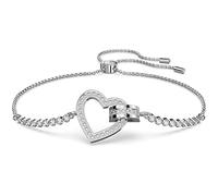Swarovski Bracelet Lovely femme, cœur et cercle, pavé de cristaux incolores et placage rhodium, taille M