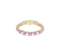 Swarovski Bracelet Millenia, cristaux taille octogone violets, longueur ajustable 17-19 cm, design lumineux et vibrant, placage de ton or
