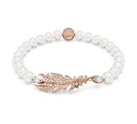 Swarovski Bracelet Nice, composé de Crystal Pearls et d'une plume ornée de cristaux incolores, en placage de ton or rosé, taille M
