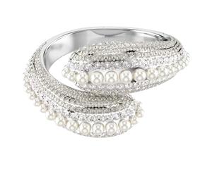 Swarovski Bracelet ouvert Sublima Cuff, perles de cristal, coupe ronde, blanc, plaqué rhodium, regular, Cristal, Pas de pierre précieuse