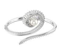 Swarovski Bracelet rigide Ariana Grande, Crystal Pearl, coupe baguette, blanc, plaqué rhodium, taille S