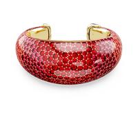 Swarovski Bracelet rigide Idyllia, rouge, plaqué or, S, Cristaux, plaqué or, résine, Pas de pierre précieuse