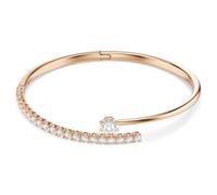 Swarovski Bracelet rigide Matrix, coupe ronde, blanc, finition or rose 18 carats