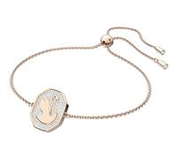Swarovski Bracelet Signum femme, cygne, cadre métal de ton or rosé, pavé de cristaux blancs