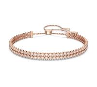 Swarovski Bracelet Subtle femme, cristaux brillants et chaîne en métal de ton or rosé, taille M, blanc