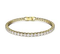Swarovski Bracelet Tennis Deluxe femme, pierres blanches brillantes et métal de ton doré, taille M