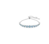 Swarovski Bracelet Tennis Imber, dégradé de cristaux ronds bleus en sertissage chaton moderne sur chaîne souple, longueur ajustable jusqu’à 24 cm, fermoir boule coulissante, métal rhodié