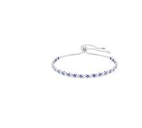Swarovski Bracelet tennis Matrix, coupe ronde mixte, bleu, finition rhodium