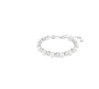 Swarovski Bracelet Tennis Matrix, Perle de cristal, Taille ronde, Blanc, Métal rhodié