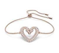 Bracelet Sublima, Cœur, Medium, Blanc, Placage de ton or rosé