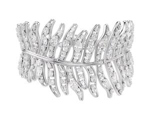 Swarovski Bracelet Vienne, coupe mixte, plume, blanc, plaqué rhodium