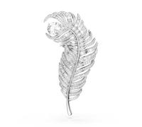Swarovski Broche Vienne, coupe mixte, plume, blanche, plaqué rhodium