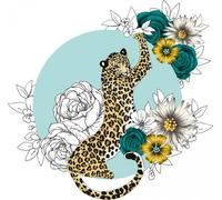 Swarovski carte carrée CL1424 guépard fleurs