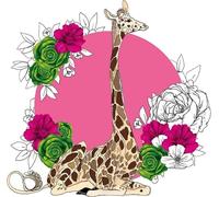 Swarovski carte carrée CL1427 girafe fleurs