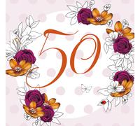 Swarovski carte carrée CL1450 Anniversaire 50 fleurs