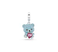 Swarovski Charm Idyllia, Coupe mixte, ourson, bleu, plaqué rhodium