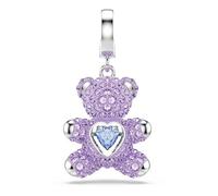 Swarovski Charm Idyllia, Tailles variées, Ourson, Violet, Métal rhodié