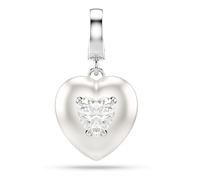 Swarovski Charm Idyllia, Tailles variées, Revêtement couleur perle, Cœur, Blanc, Métal rhodié