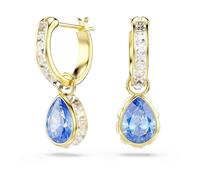 Swarovski Boucles d'oreilles pendantes Chroma Taille poire Bleu Doré 18 carats
