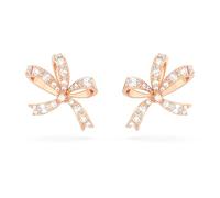 Swarovski Clous d’oreilles Volta, nœud, cristaux transparents, plaqué ton or rosé