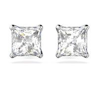 Swarovski Boucles d'oreilles Attract, clous d'oreilles avec cristaux taille carrée, finition en métal rhodié, blanc