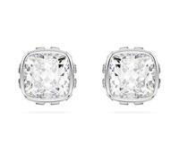 Swarovski Clous d'oreilles Birthstone, Taille Carré, Avril, Blanches, Métal rhodié