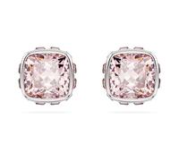 Clous d'oreilles Birthstone, Taille Carré, Juin, Roses, Métal rhodié