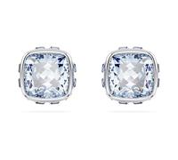 Swarovski Clous d'oreilles Birthstone, Taille Carré, Mars, Bleues, Métal rhodié
