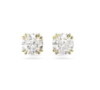 Swarovski Clous d'oreilles Constella, Taille ronde, Blanches, Placage de ton or