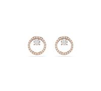 Swarovski Boucles d'oreilles clous Constella, Coupe ronde, blanc, Métal doré rose