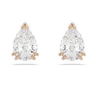 Swarovski Clous d'oreilles de la collection Stilla, cristaux Zirconia incolores de taille poire, sertissage double griffe, avec un placage de ton or rose